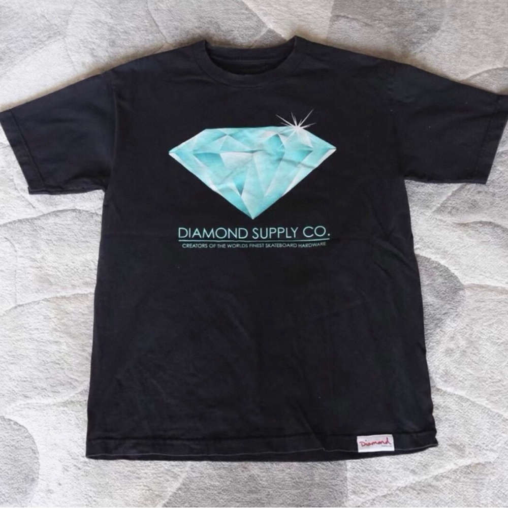 Diamond Supply Co. Black Tee with Aqua Diamond Graphic